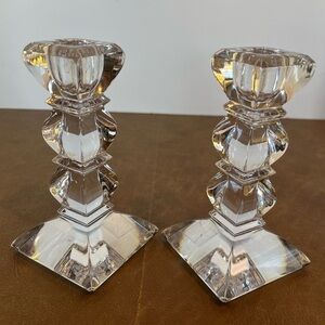 Pillar Style Mikasa Lead Crystal Candlestick Holders